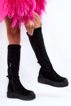 Suede Before The Knee Platform Boots Black Spectrum