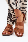 Women's sandals on cork platform with buckles Camel Vesina