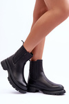 Leather Massive Boots Ankle Boots Black Rosan