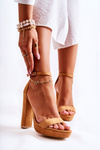 Classic Sandals On High Heels Camel Baleira