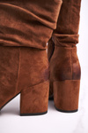 Women’s Boots On High Heel Eco-Suede Camel Up Side