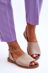 Leather Slip-on Sandals Beige Alivia 