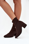 Women's Heeled Boots with Golden Detail Chocolate Zazoo 3128