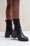 Boots With Sock On Chunky Heel Black Rosanas