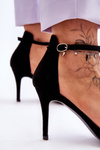 Suede High Heel Sandals With Rhinestones Black Moments