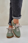 Green Suede Low Sneakers Women's Zazoo