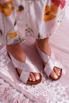 Women's Flat Leather Sandals Laura Messi Pink 1960