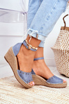 Sandals On A Braided Wedge Blue Sagittarius