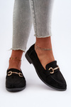Women's Loafers on Flat Heel with Embellishment Black Aviole