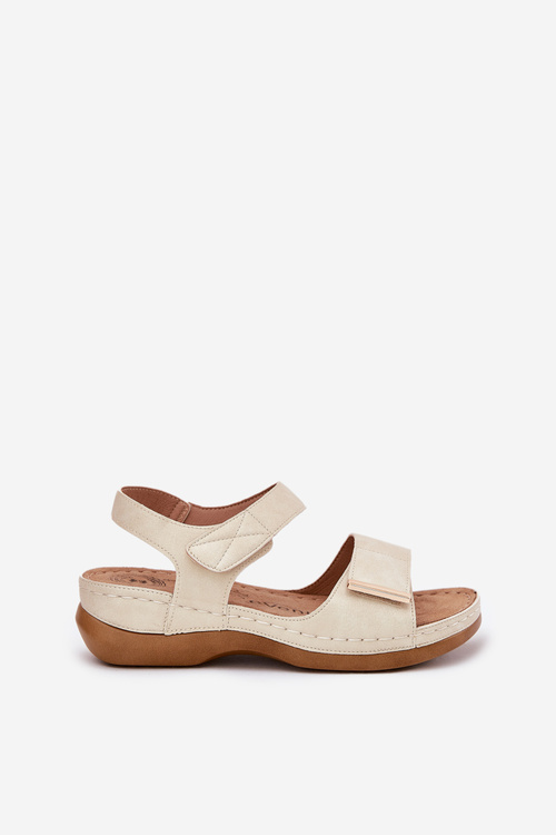 Comfortable women's sandals with Velcro gold Iphiope