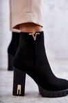 Women's Boots On High Heel With Decoration Black Teruko