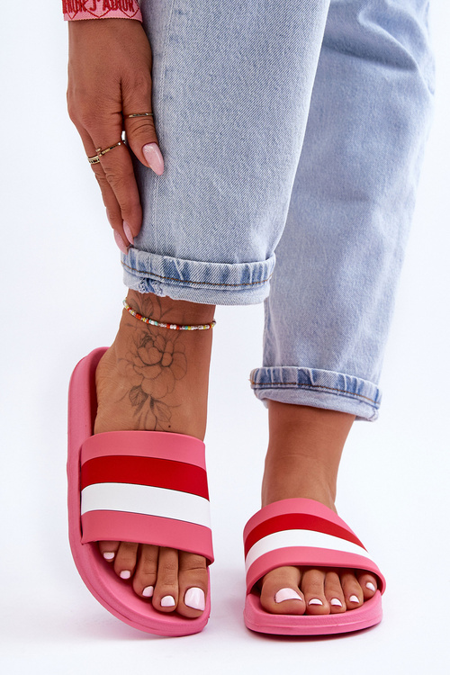 Klapki Damskie Paski Ciemnoróżowe Vision PD7589