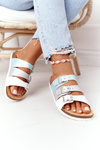 Leather Profiled Slippers Big Star HH274587 Turquoise-Silver
