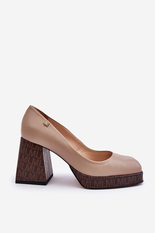 Fashionable Leather Pumps Laura Messi 2599 Beige