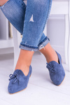 Lu Boo Navy Blue Ballet Pointed Lords Suede Feliciano Ballerinas