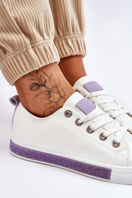 Trampki Niskie Damskie Dżety Biało-Fioletowe Demira