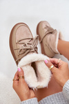 Women's Snow Boots On Platform Insulated With Fur Beige Aziara