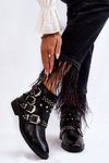 Women's Boots With Stripes And Studs Black Ramso