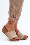 Zazoo 40311 Suede Women's Wedge Sandals in Beige