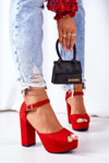 Suede High Heel Sandals Red Silvia