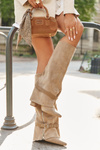 Women's Slip-On Boots On Heel With Decorative Strap Beige Jolivine