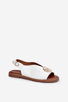 Flat Elegant Sandals With Decoration White Iseliria