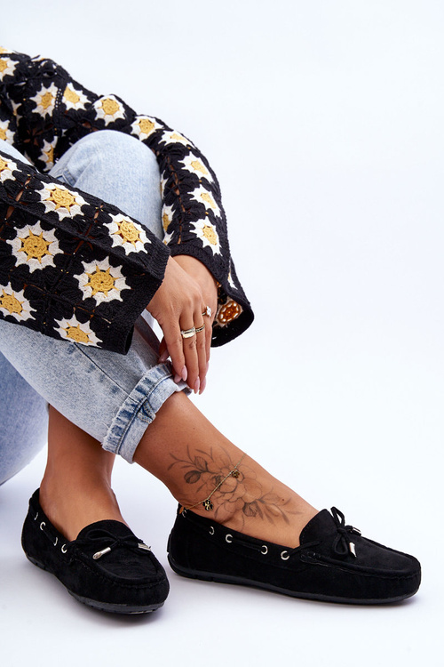 Women's Suede Loafers Black Si Passione