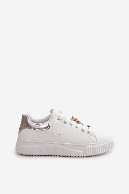 Low Sneakers Made Of Eco Leather With Embellishments White-Silver Cillione