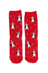 Women's SOXO Socks Red With Penguins