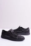 Men's Leather Tennis Shoes Black Elon