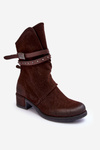 Women's Low Heel Boots with Brown Straps Thelereia