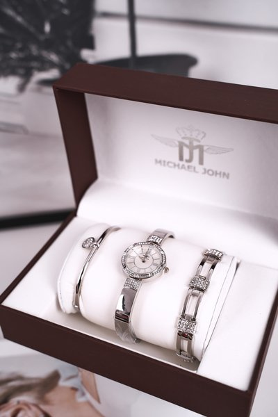 Set Women's Watch and Two Bracelet Michael John Silver