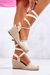 Espadrilles On A Wedge Openwork Beige Lettica