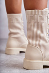 Women's Boots With A Sock On A Flat Heel Beige Liam