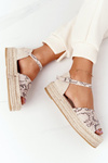 Sandals On A Braided Platform Beige Snake Pattern Megara