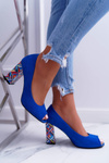 Women's Sergio Leone Uncovered Toe PB133 Blue Fans pumps
