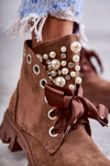 Suede Warm Boots With Pearls Brown Roco 