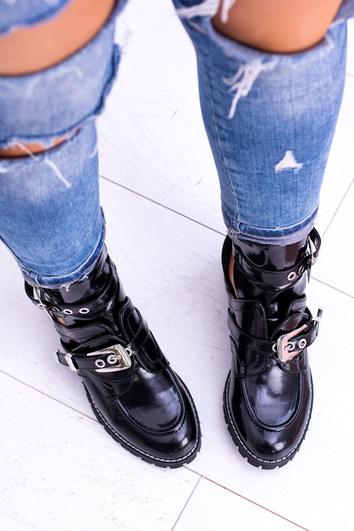 Lu Boo Black Rock Girl Cutout Boots