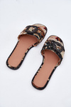 Flat Women's Slippers With Decorative Buckle Black Clariola
