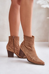Cowboy Ankle Boots On Heel Eco Suede Brown Arabelline