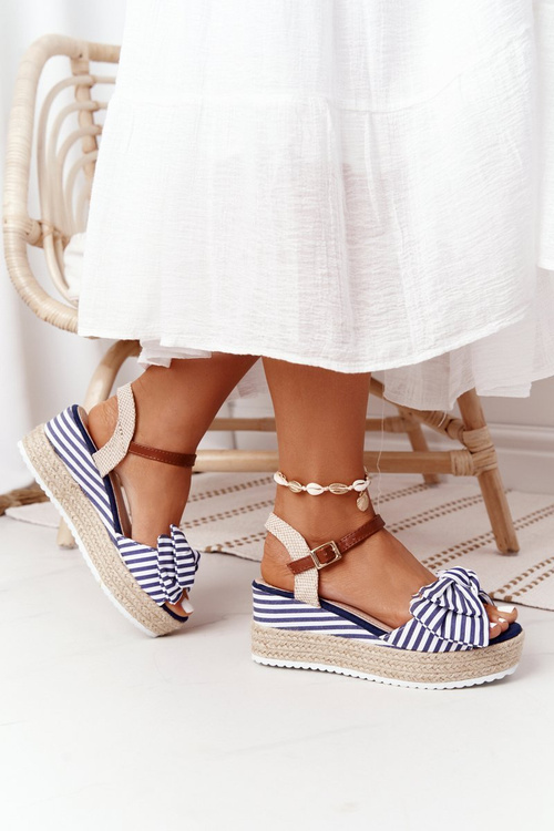 Wedge Sandals In Sailor Style Blue La Isla Bonita