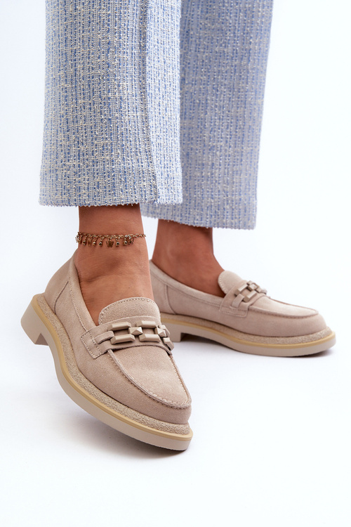 Suede Women's Moccasins S.Barski HX52-222 Beige