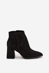 Black Leather Ankle Boots with Block Heel Lined Zazoo 3128