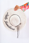 Women's Straw Hat White Hello Sunshine