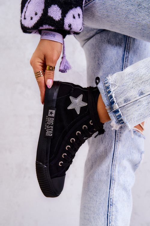 Trampki Damskie Klasyczne Wysokie Czarne Big Star JJ274380