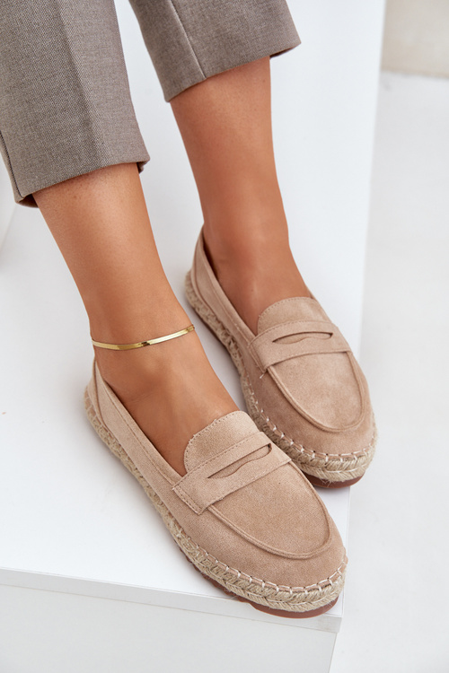 Women's espadrilles with jute weaving on flat sole beige Shilova