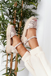 Sandals On A Braided Platform Beige Snake Pattern Megara