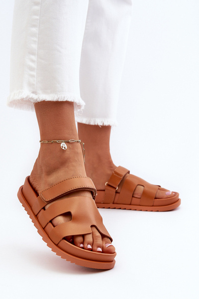 Klapki Klasyczne Damskie Camel Molie ZX-6038