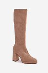Women's Boots with Stitching on Block Heel Beige Brivana