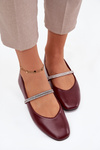 Women's Ballerinas With Shiny Straps Burgundy Ilirene